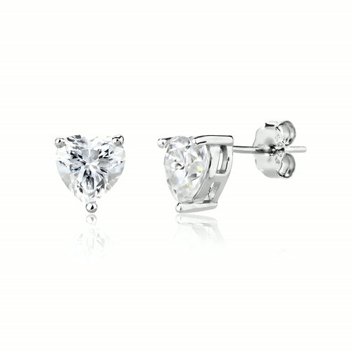 עגילי לב מויסנייט כסף 2 קראט